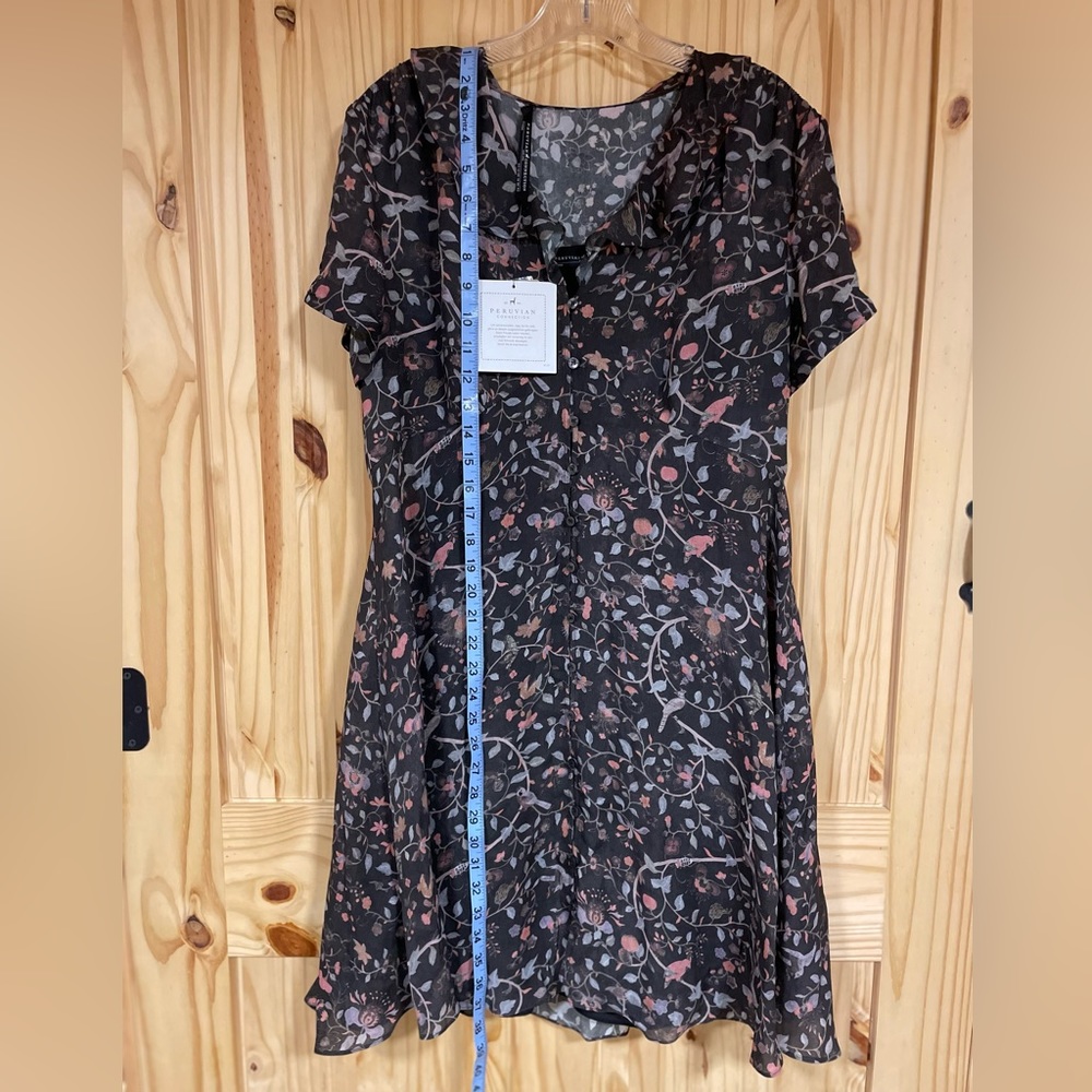Peruvian Connection Black Floral Short-Sleeve V-Neck Dress - Picture 13 of 15